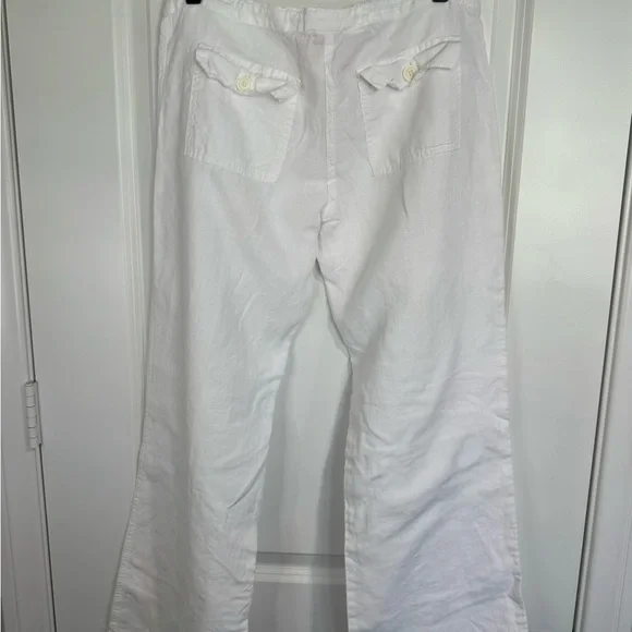 Juicy Couture Vintage Y2K White Linen Pants Low Rise Wide Leg Drawstring Small - Picture 4 of 9
